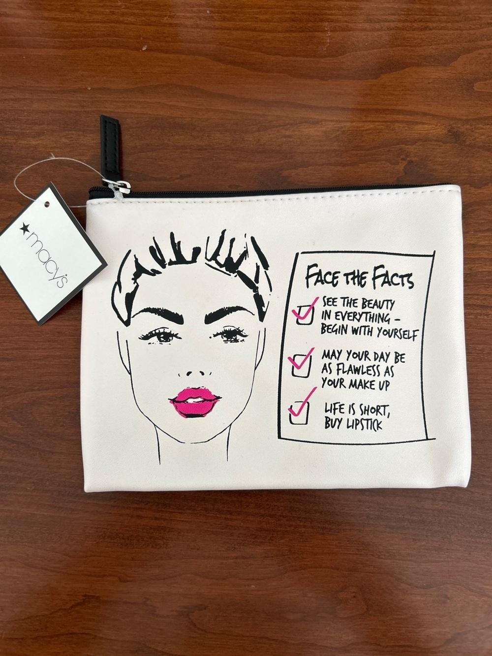 Macy's "Face the Facts" Makeup Bag - Hot Pink Lining | Brand New
